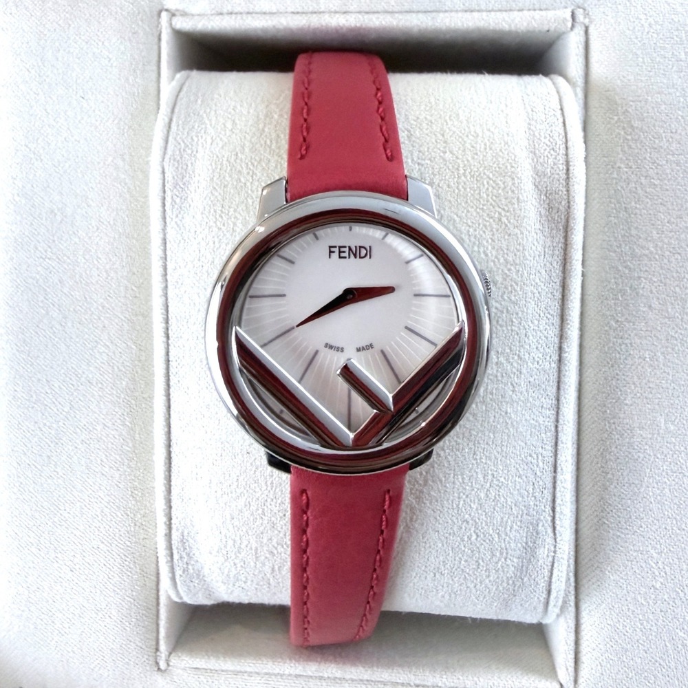 Fendi Run Away Watch 28mm Stainless Steel Red Leather Strap NEW - Picture 8 of 12